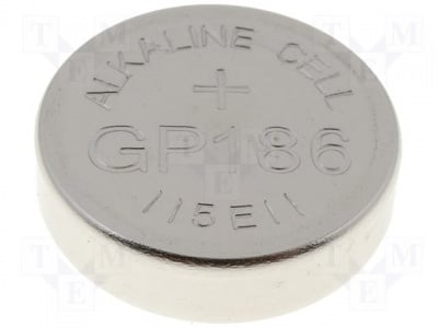 Батерия AG12 GP BAT-AG12/G Батерия: алкална; LR43,R1142,бутонна; 1,5V; O11,6x4,2mm
